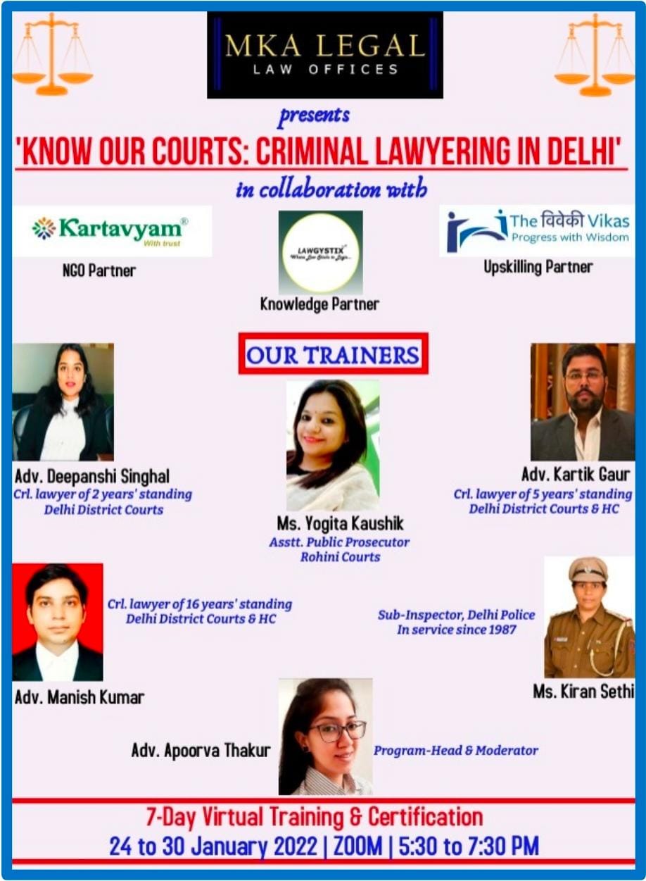 7-day live virtual training & certification on Criminal Lawyering in Delhi 2022