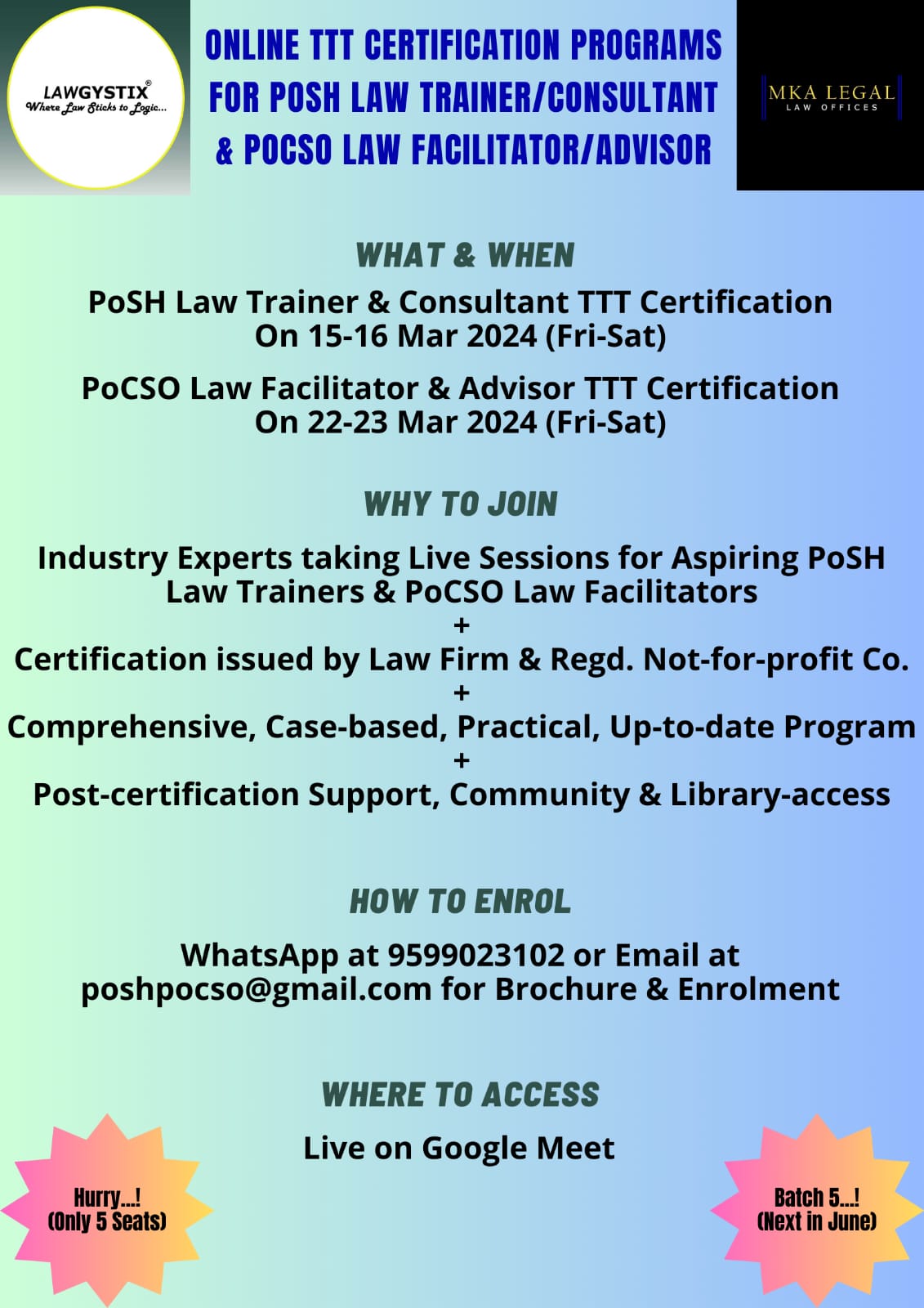 PoSH-&-PoCSO Law TTT Certification Program Mar 2024